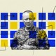 Lieutenant General Larry Nicholson pictured next to blue and yellow boxes.