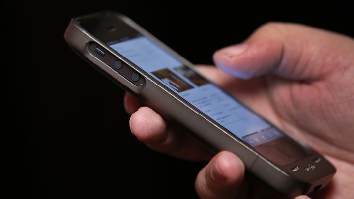 A person using an iPhone