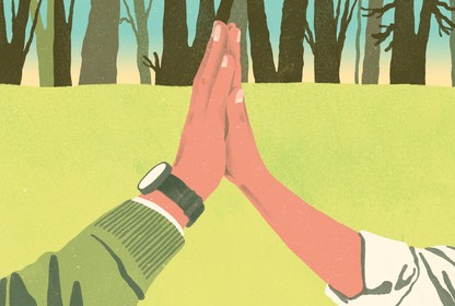 A close up illustration of a high five