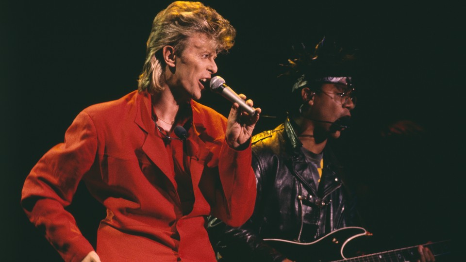 David Bowie performs during the Glass Spider Tour in 1987.