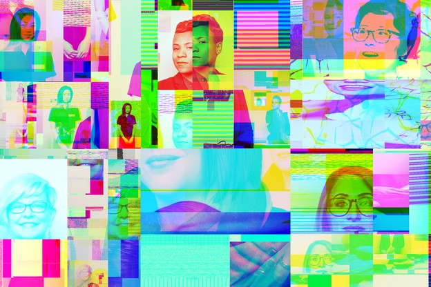 A photo collage of women