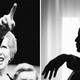 An image of Margaret Thatcher pointing into a crowd set alongside one of Barack Obama sitting at a desk.