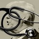 Trump with a stethoscope over his face