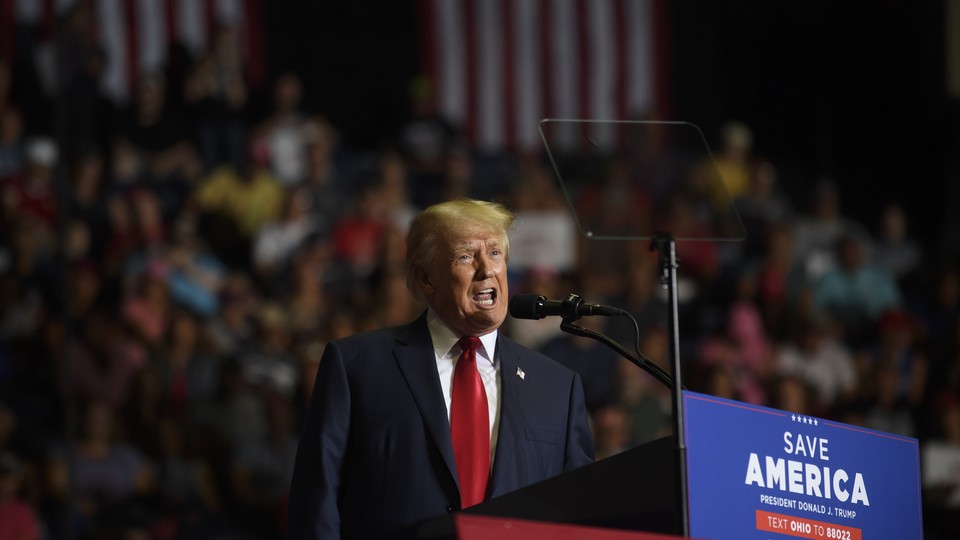 Donald Trump speaking at a rally in Ohio on September 17.