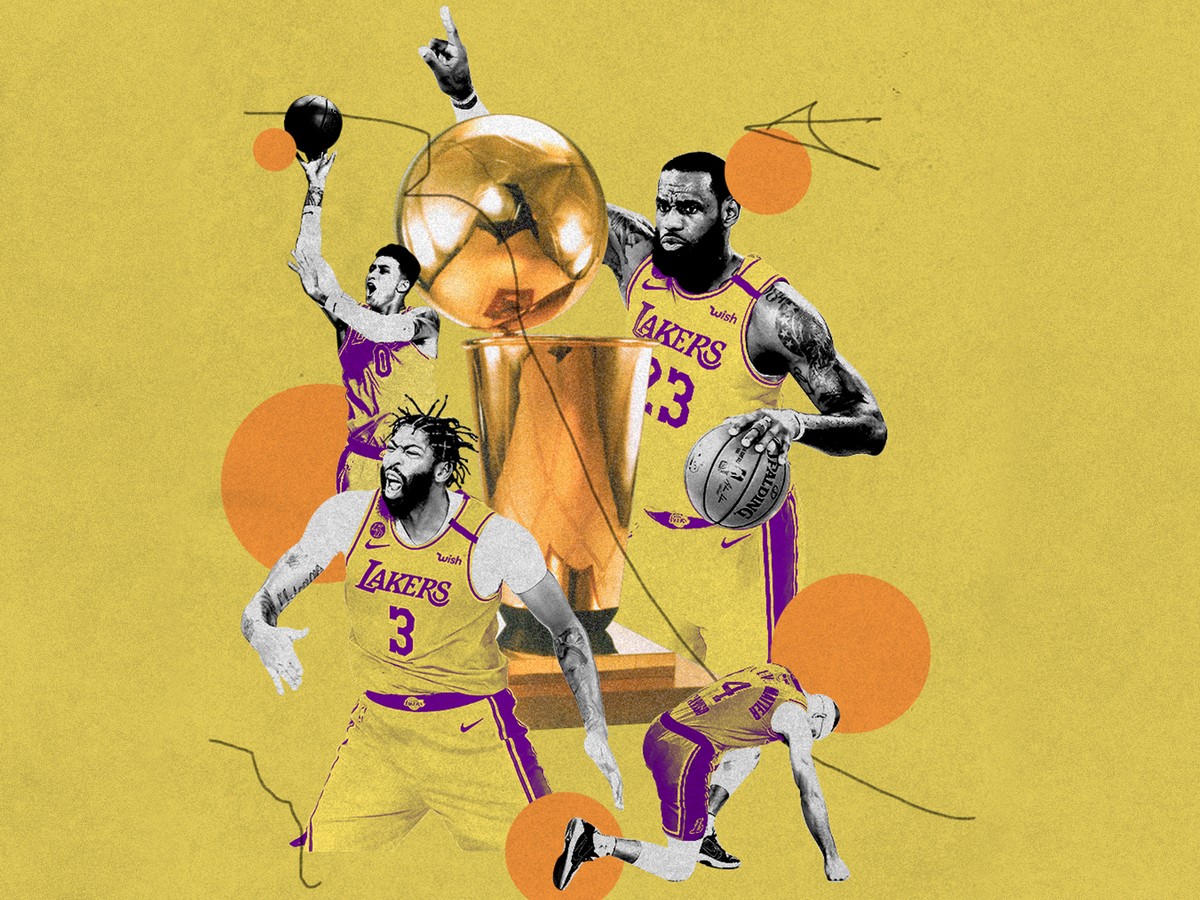 Los Angeles Lakers White 2020 NBA Finals Champions Team Caricature