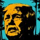 Illustration of Donald Trump and palm trees