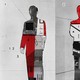 Collage of a silhouette figure filled with photographs of houses and archival paper