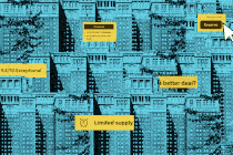 Animated gif of a mouse pointer and a screen on hotel offers