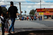 Migrants waiting roadside