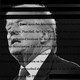 Image showing text from court document overlapped on top of black-and-white, medium-close-up picture of Donald Trump's face.