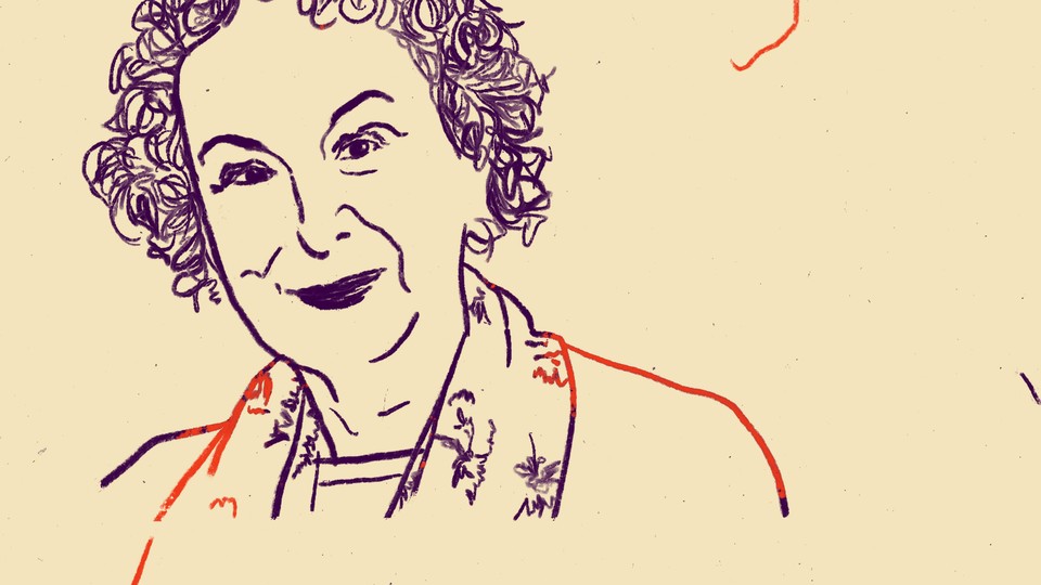 A drawing of Margaret Atwood