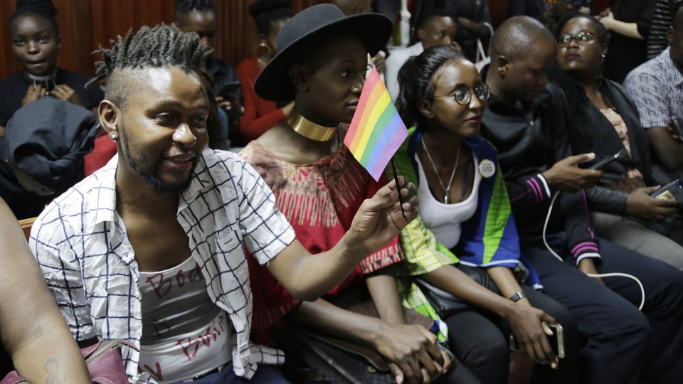LGBTQ activists attend a court hearing in Nairobi in February.