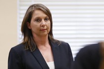 Tulsa police officer Betty Shelby leaves a courtroom in Tulsa, Oklahoma following testimony in her trial over the fatal shooting of Terence Crutcher on May 12, 2017. 