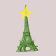 A green Eiffel Tower topped with a Christmas-tree star