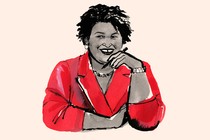 Illustration of Stacey Abrams wearing a red blazer