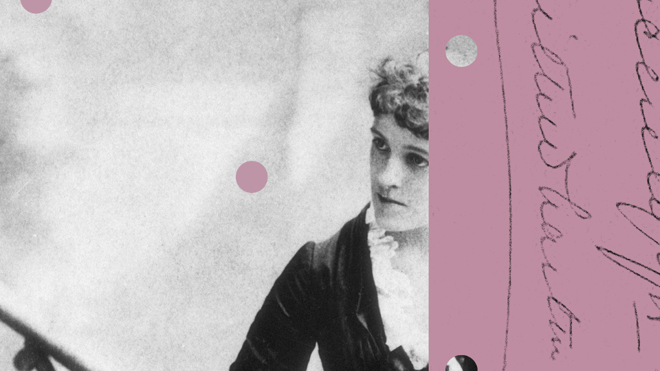 A photo illustration of Edith Wharton overlaid with handwriting