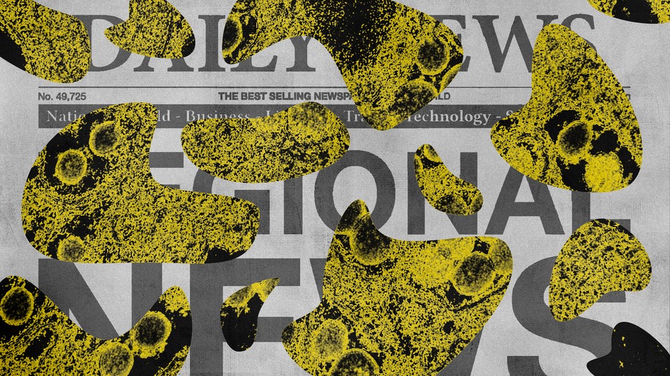 A newspaper covered in yellow splotches