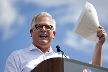 In this Wednesday Sept. 9, 2015, file photo, radio host Glenn Beck speaks during a Tea Party rally against the Iran deal on the West Lawn of the Capitol in Washington. 