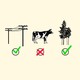 Five icons—an EV charger, power lines, a cow, a stand of trees, and a lump of coal—above SAT-style fill-in bubbles