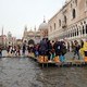 Catwalks erected in Saint Mark Square during Venice's October 2018 flood