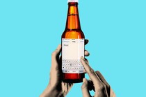 An iMessage screen replacing the label on a beer bottle