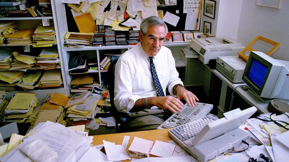 David Halberstam works at his office in New York City on May 14, 1993