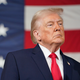 President Donald Trump standing in front of the US Flag