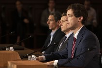 The actor Thomas Middleditch in a scene from the final season of "Silicon Valley"