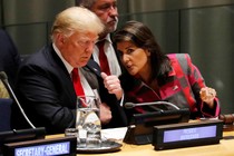 President Donald Trump and UN Ambassador Nikki Haley during the United Nations General Assembly