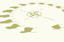 An illustration of the NATO symbol with a circle of chairs around it