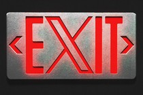 An image of an exit sign with the X logo