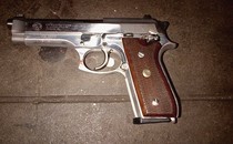 A handgun found at a suspected crime scene, New York City.