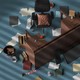 A chaotic office scene