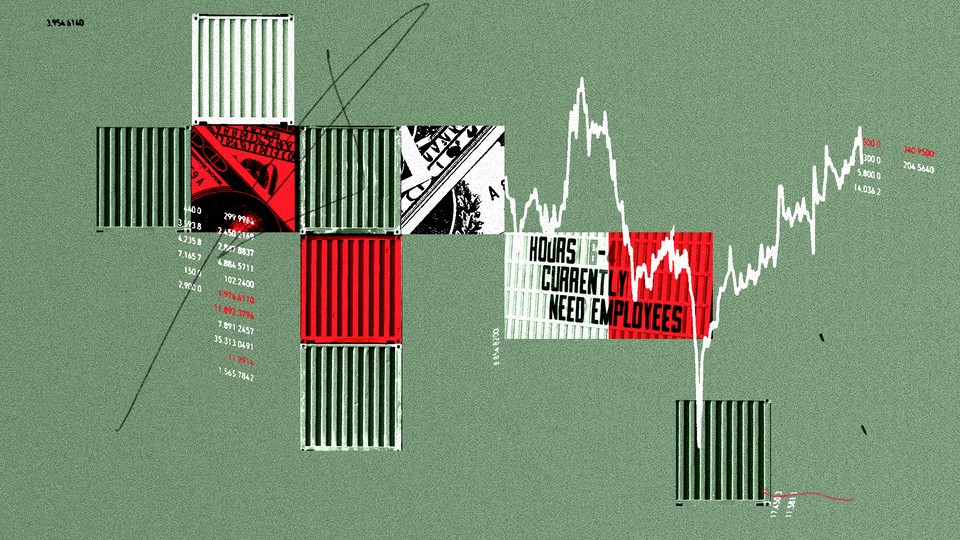 A collage of images relating to the economy