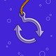A cartoon illustration of a fishhook that is also a "Reload" icon