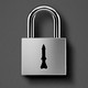 padlock with a keyhole shaped like a nuclear missile