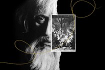 An actor dressed as King Lear