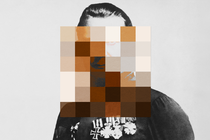 An image of a Nazi soldier overlaid with a mosaic of brown tiles