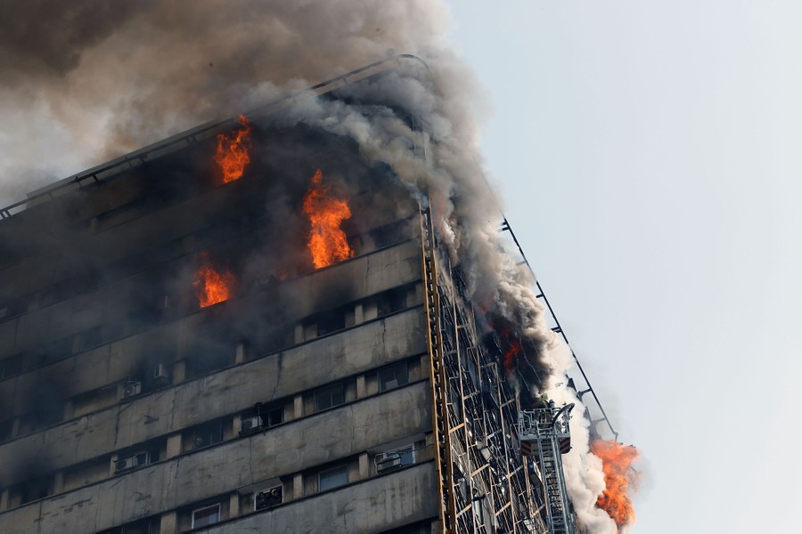 Iranian High Rise Collapses In Huge Fire Killing Dozens The Atlantic