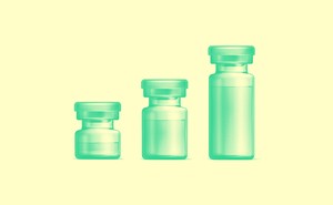 Three vaccine vials, each of different size