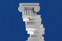 A column built from books