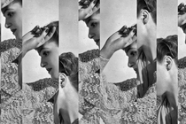 Fractured photo-collage of a woman in seeming discomfort