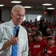 Joe Biden addressing workers in a union hall