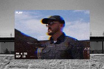 Screengrab from video of Pedro Antonio Aguero, overlapped over picture of border wall