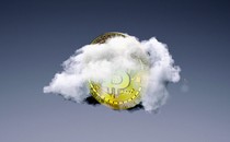 A bitcoin in a cloud