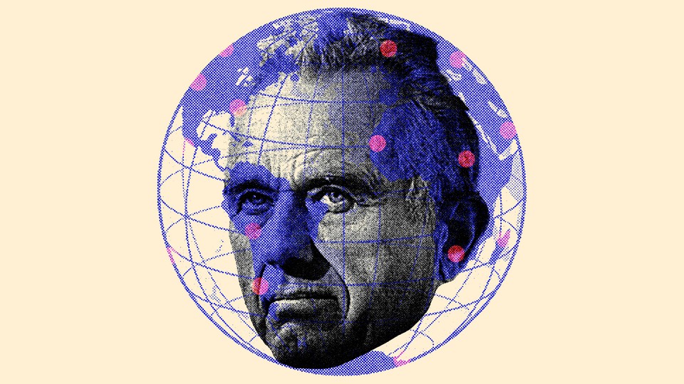 Robert F. Kennedy Jr.'s head inside of a globe