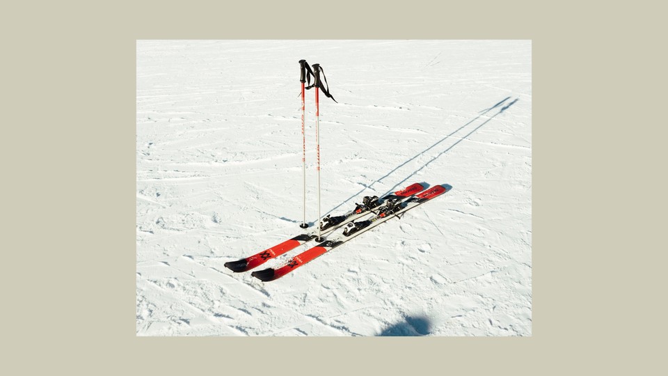 two skis left in the snow