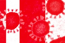 red and white art of virus particles