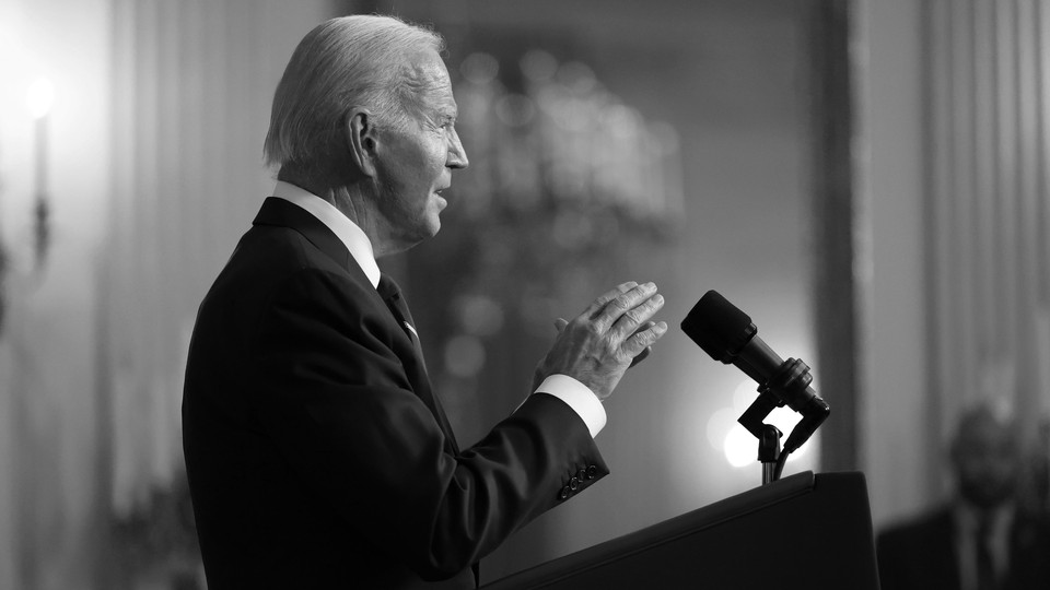 A photo of Joe Biden giving a speech