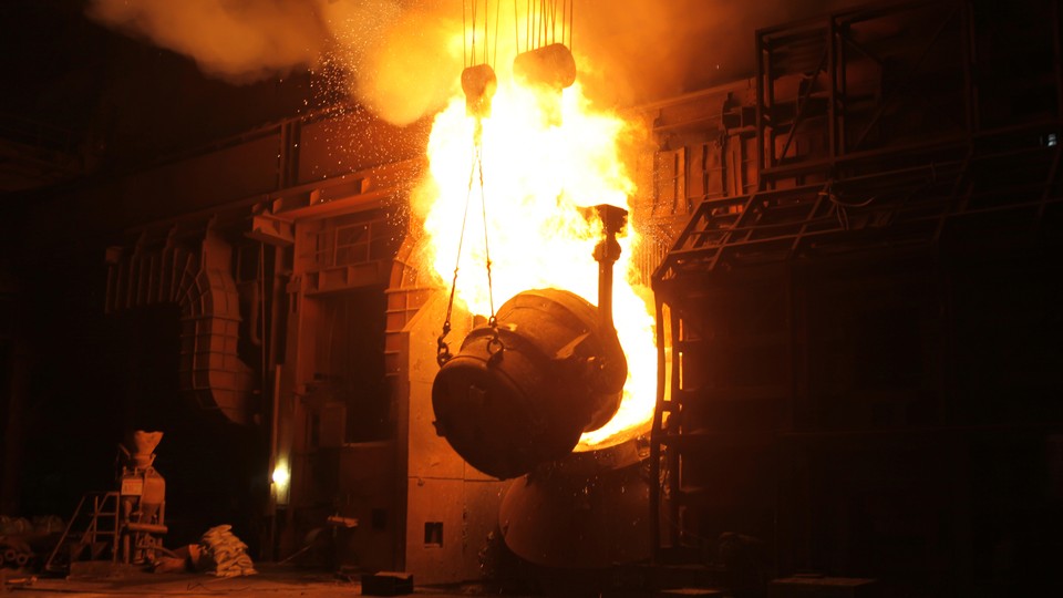 Steel being made